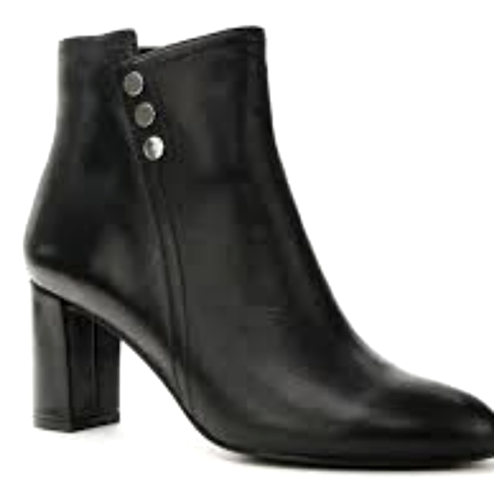 David Tate "Hadley" Black Leather 3 Studded Ankle Zip Women's Boots 10 W